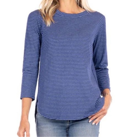 Fresh Produce women’s Catalina Top M Blue stripes 3/4 Sleeves Nautical casual - Picture 3 of 8